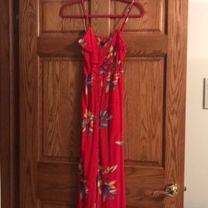 Red flower pattern maxi dress